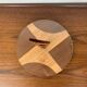 Plateau tournant en bois et verre midcentury modern