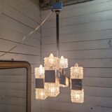 Chrome and glass pendant chandelier by Sciolari, Italy, 1960s