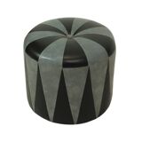 Round Vintage Pouf Gray Black Two-tone Skai Sixties