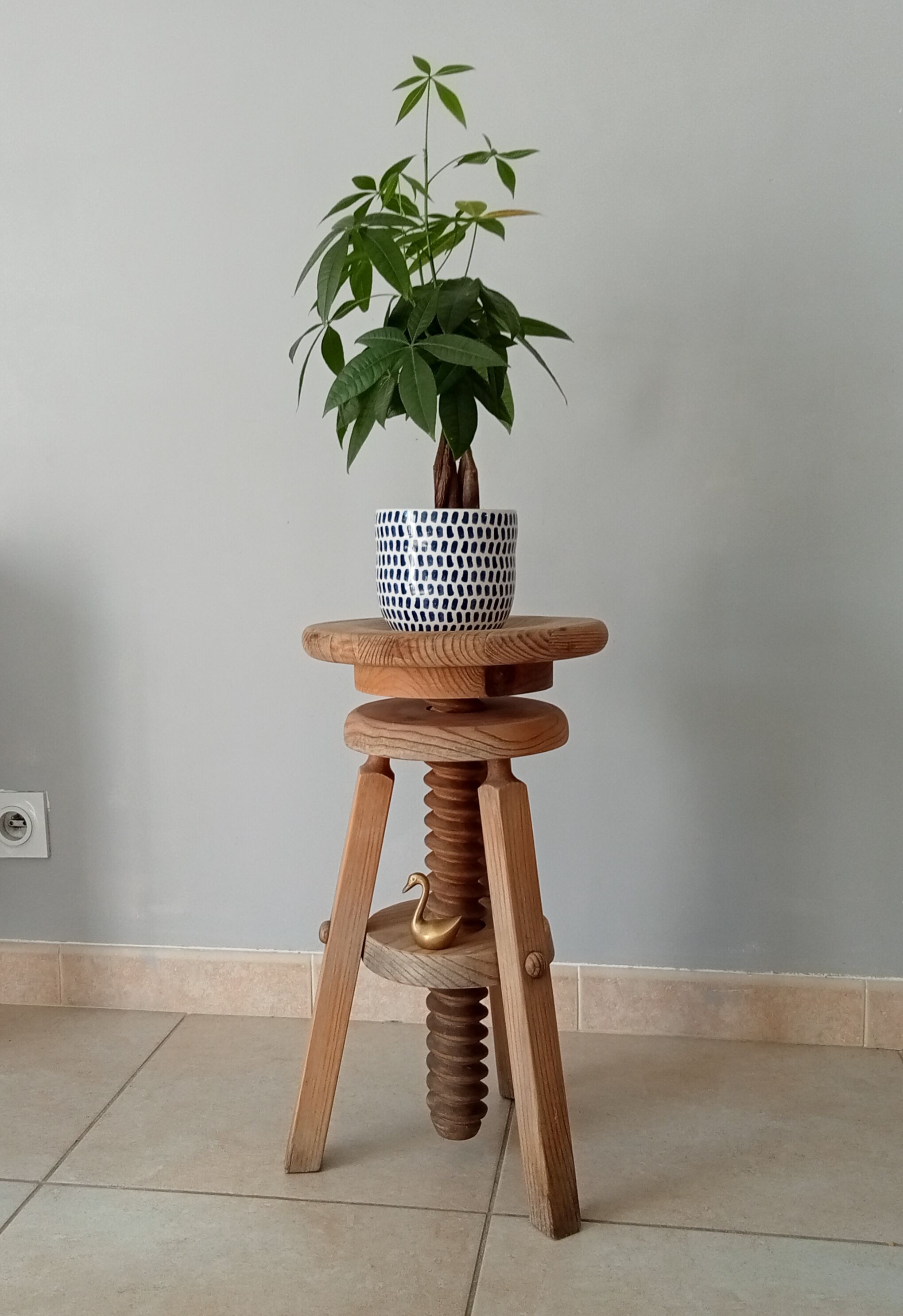 Tabouret De Peintre Vintage Bois Foncé - Années 1950 - Idée Déco Intérieure
