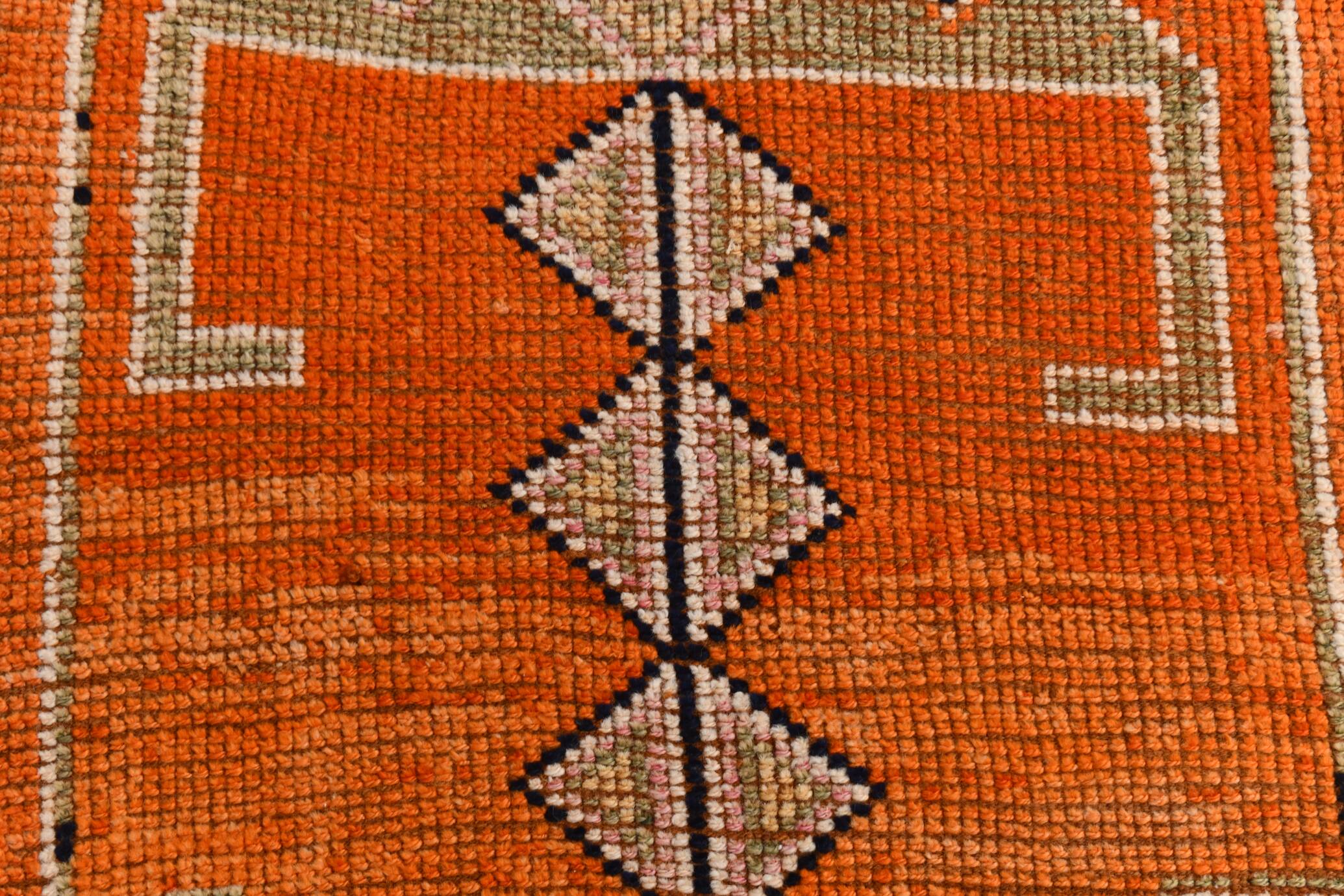Pumkin Orange Pattern Vintage Runner Rug, 88x291 Cm
