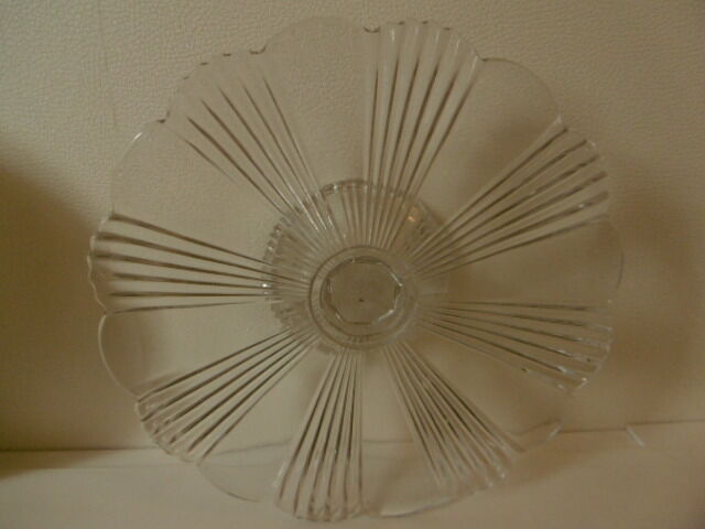 Art Deco glass cake dish