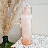 Pink frosted glass bottle, empoli italy