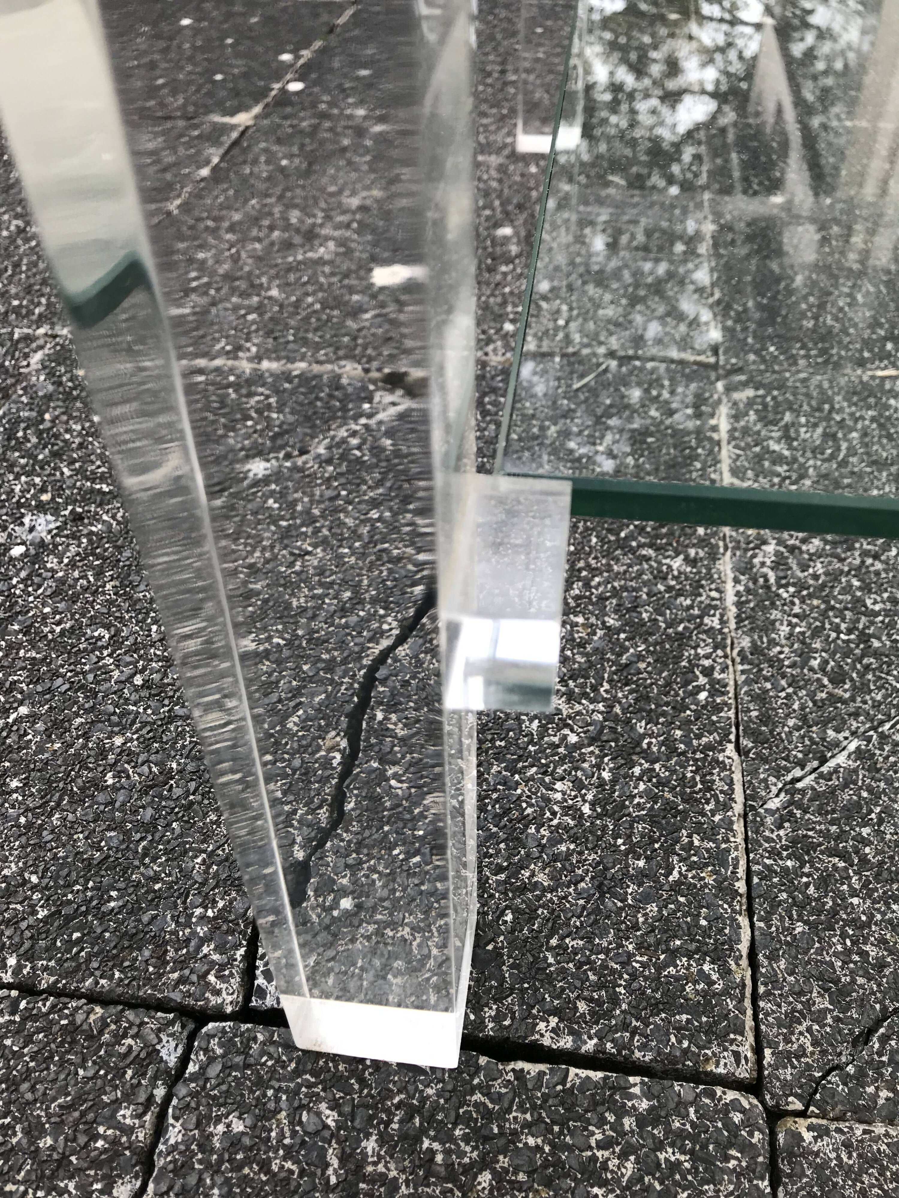 Plexiglass and glass coffee table "Les Invisibles de Marais" 1980