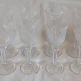 Set of 12 stemmed cut crystal liqueur glasses