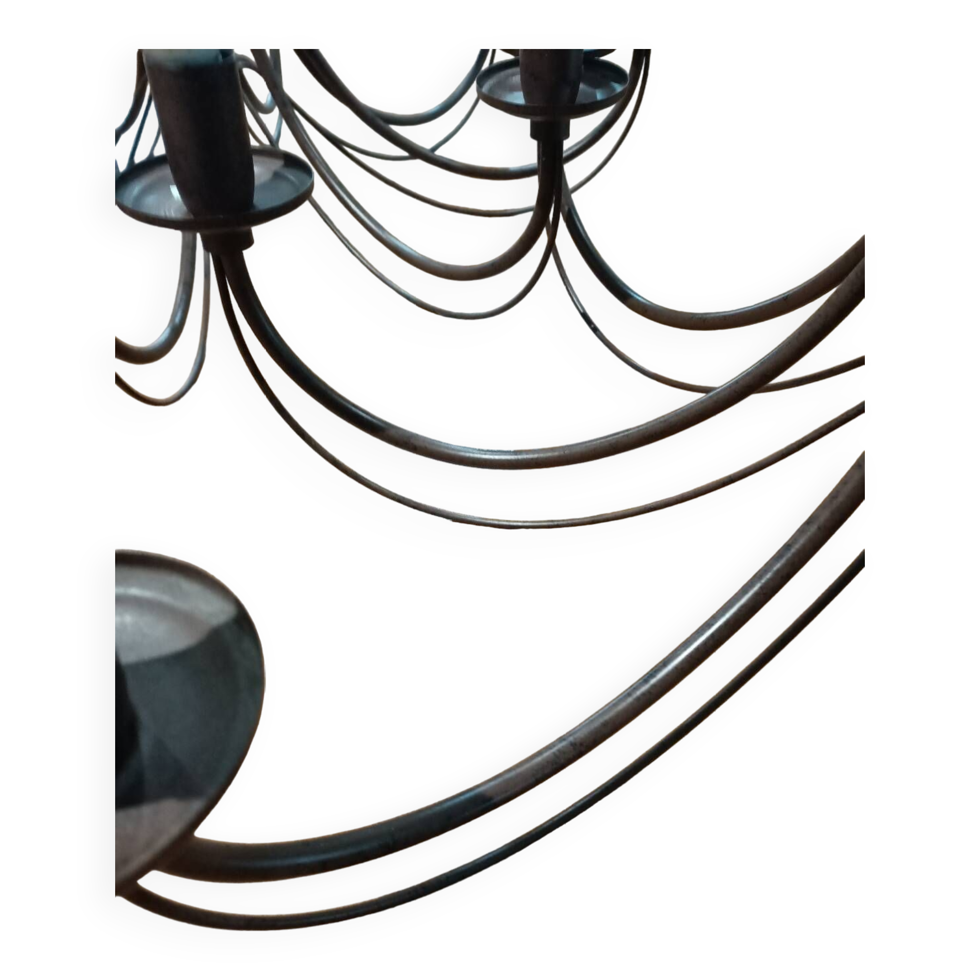 Paire de lustres métal mat