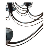 Pair of matte metal chandeliers