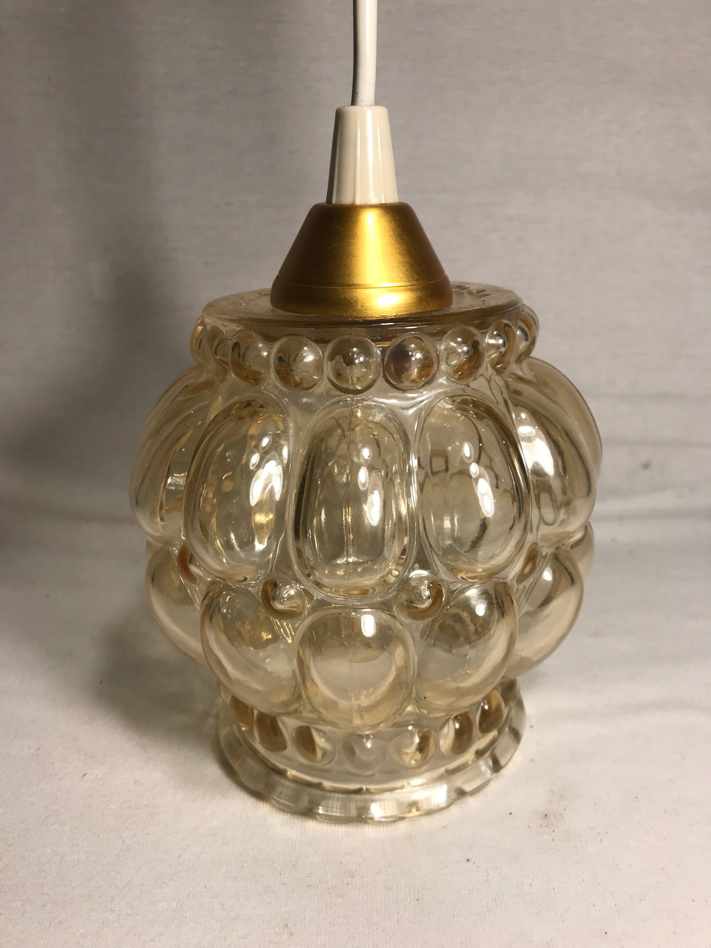 Suspension chandelier ceiling light glass golden years 70 vintage