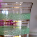 Granite glass vase almond green and golden 1950