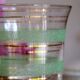 Vase verre granité vert amande et doré 1950