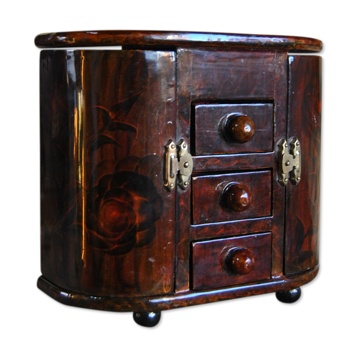 Woodworker's jewelry box mahogany tint 70s/80s