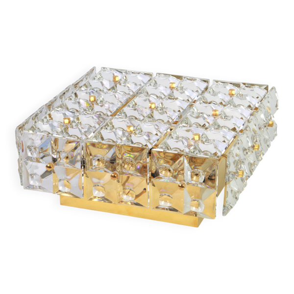 Plafonnier à monture affleurante en cristal facetté par Kinkeldey, Allemagne