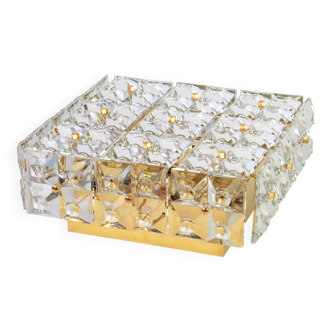 large flush-mounted chandelier in faceted crystal by Kinkeldey, Germany