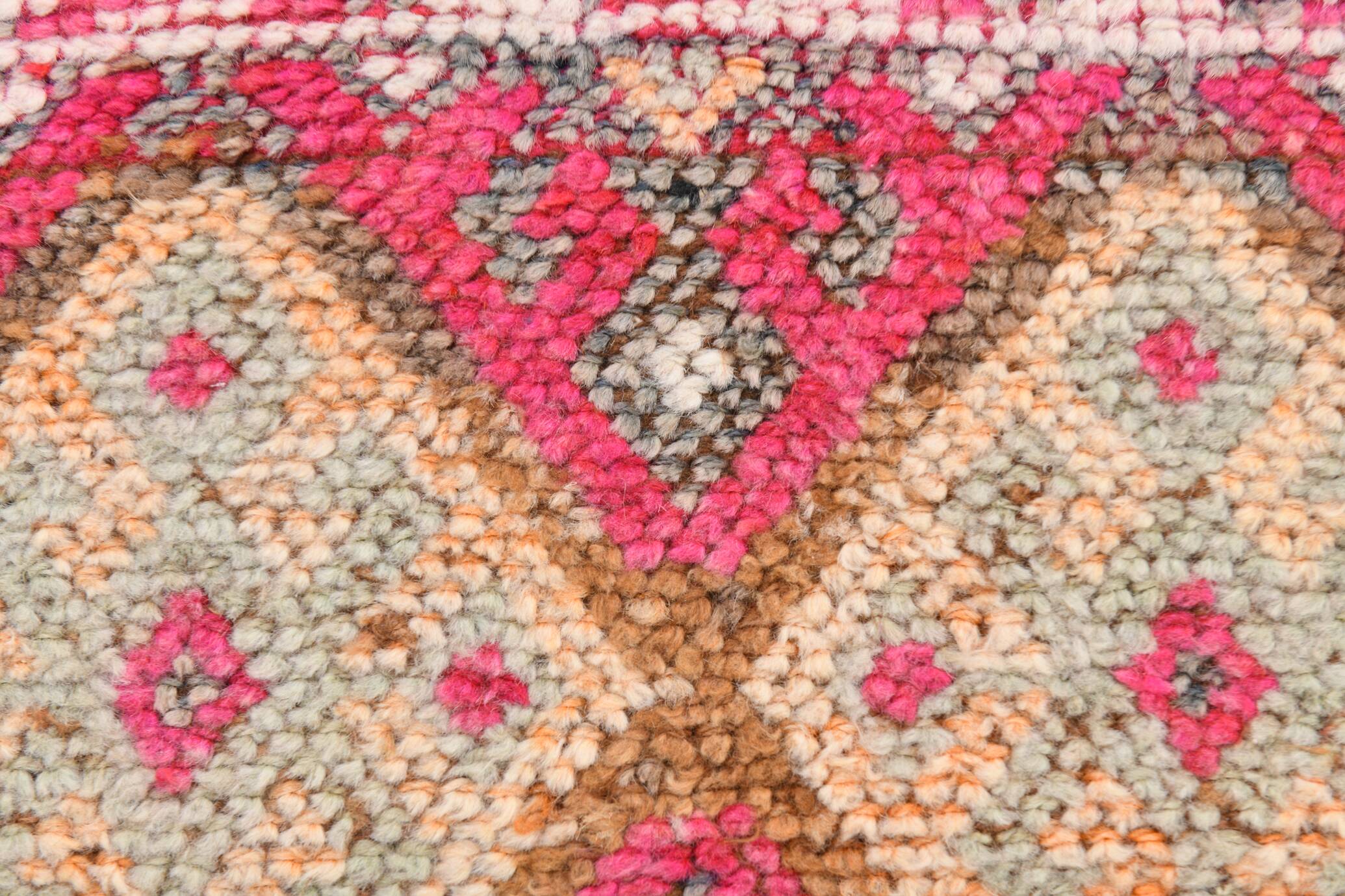 Red & Brown Geometric Vintage Runner Rug, 93x290Cm