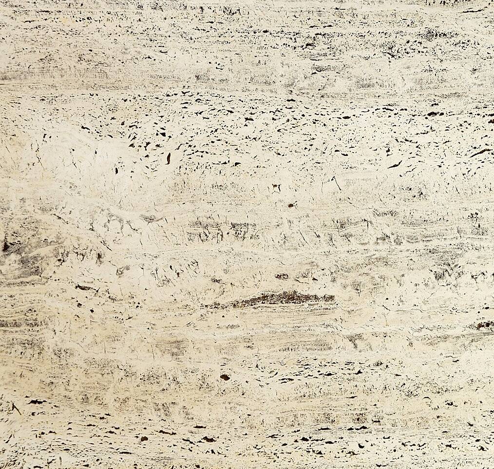 Wood and travertine top large coffee table