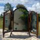 Miroir psyché triptyque en acajou