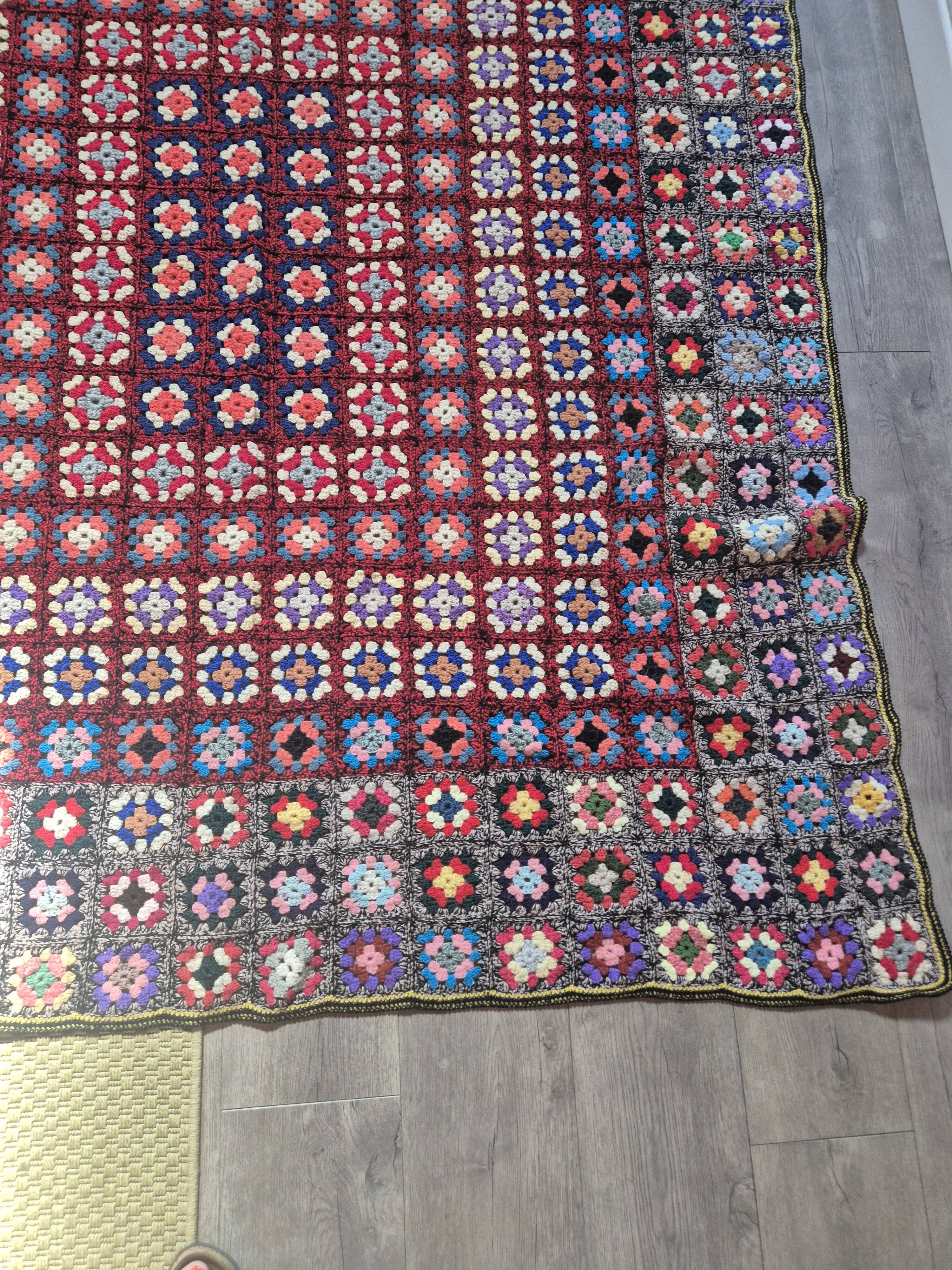 vintage crochet bedspread made of granny squares
