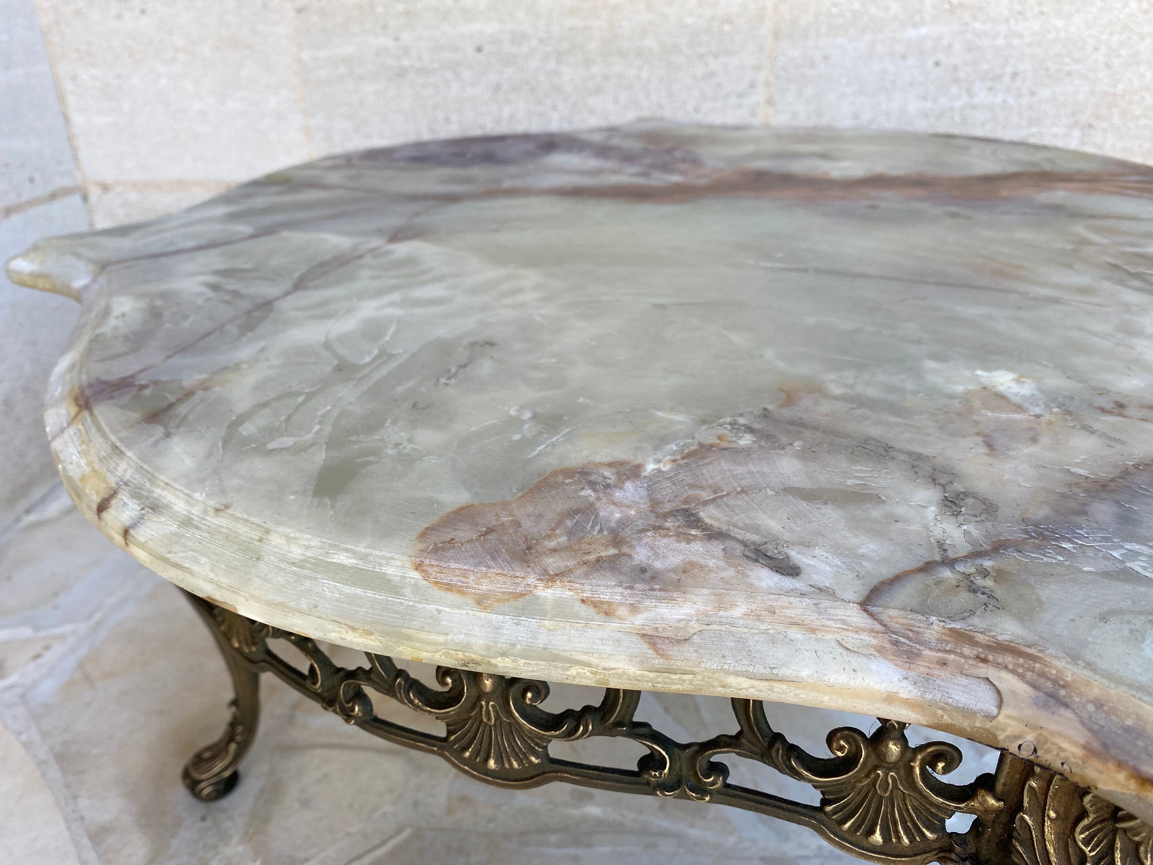 Brass and marble coffee table