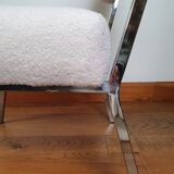 Armchair 60s chrome metal fabric buckle