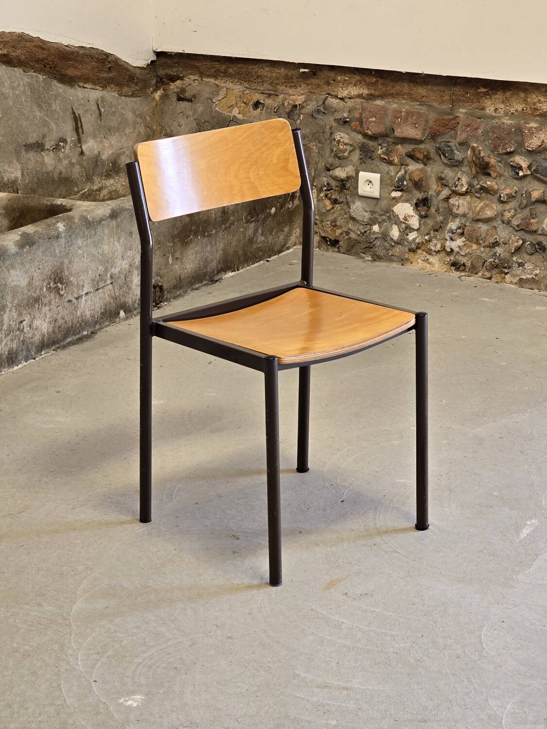 Designer wood and metal chair