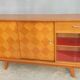 Sideboard 1960 diamond marquetry and showcase 180x45