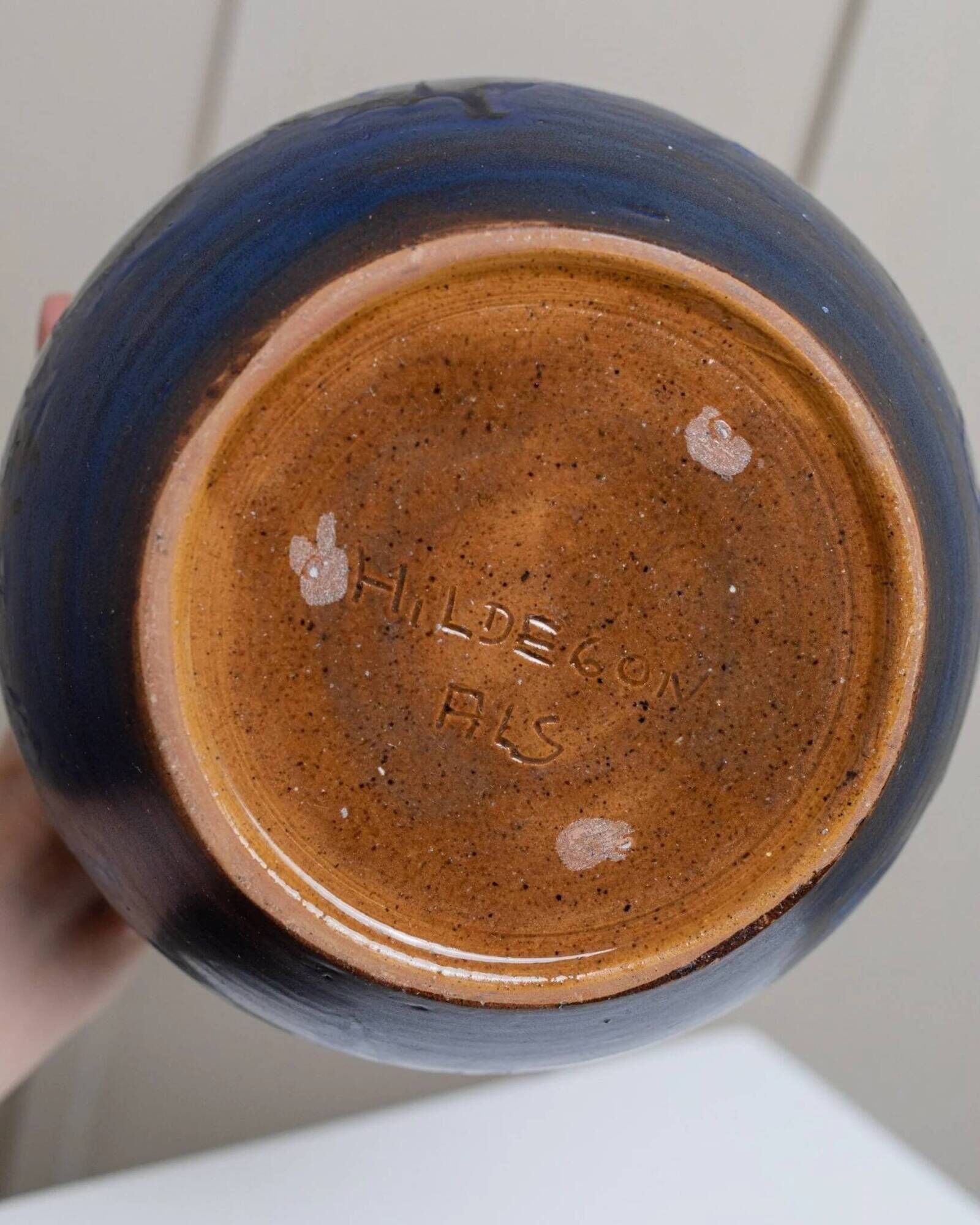 Danish vintage ceramic vase - by Hildegon Als - blue-brown glaze - Mid-Century design from the 1960s