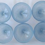 6 Blue opaline cups 1980