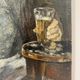 Old painting, portrait of a man with a pipe, signed and dated 57