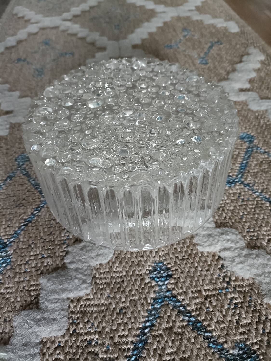 Ceiling light, wall sconce in pressed glass, 1970