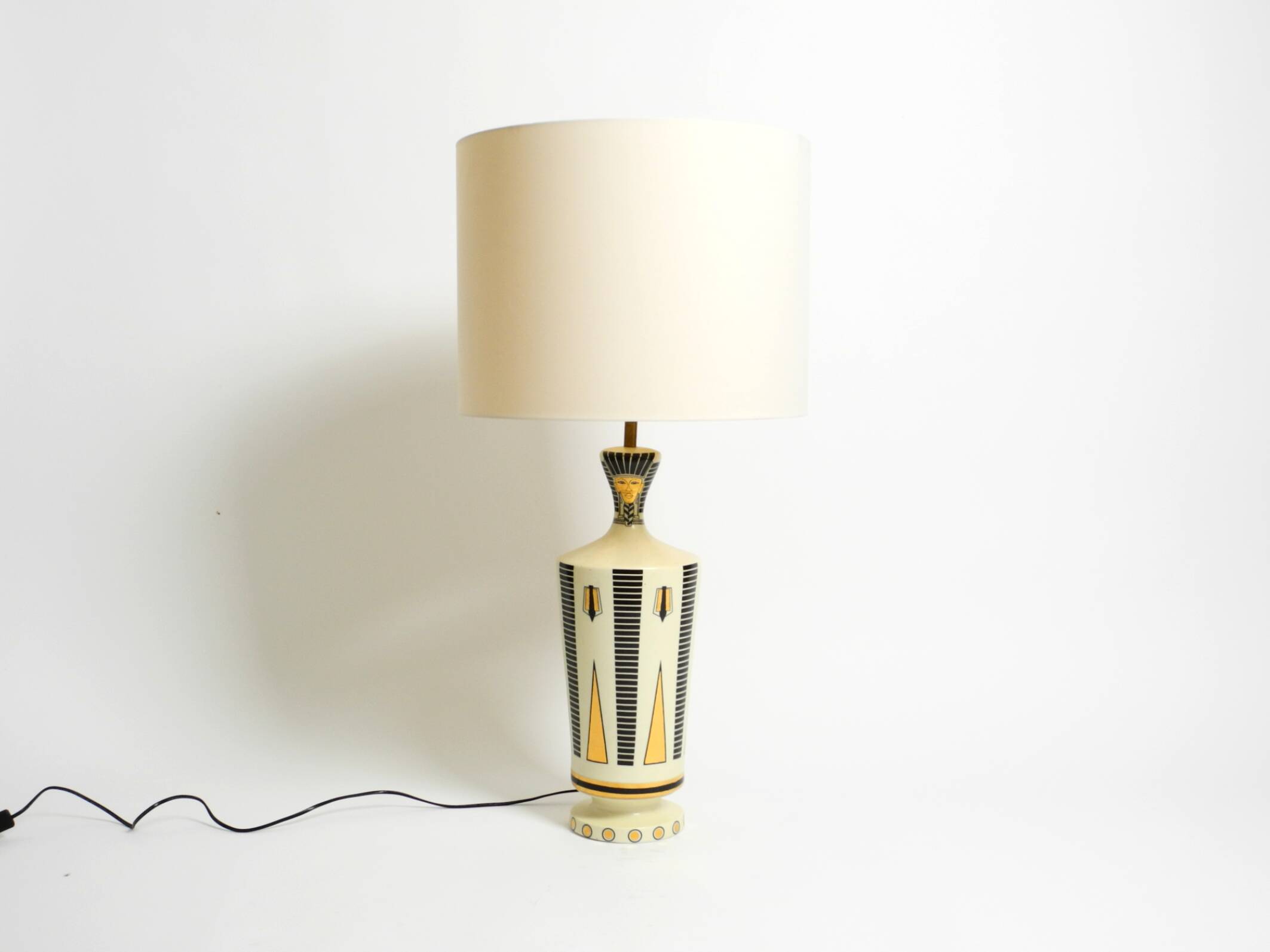 Large ceramic table lamp with Egyptian motifs by Nicolas Blandin, Paris