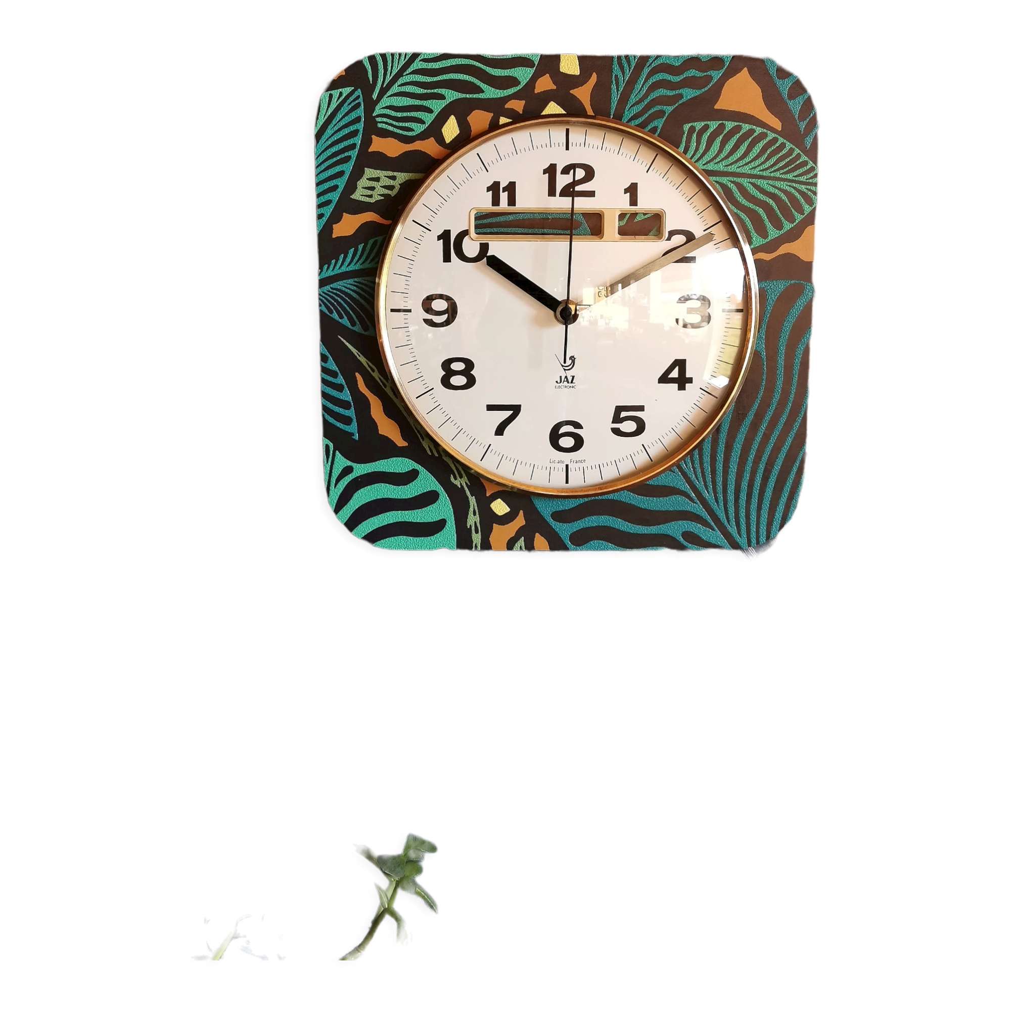 Horloge vintage pendule murale silencieuse carrée "Jaz vert noir"