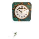 Horloge vintage pendule murale silencieuse carrée "Jaz vert noir"