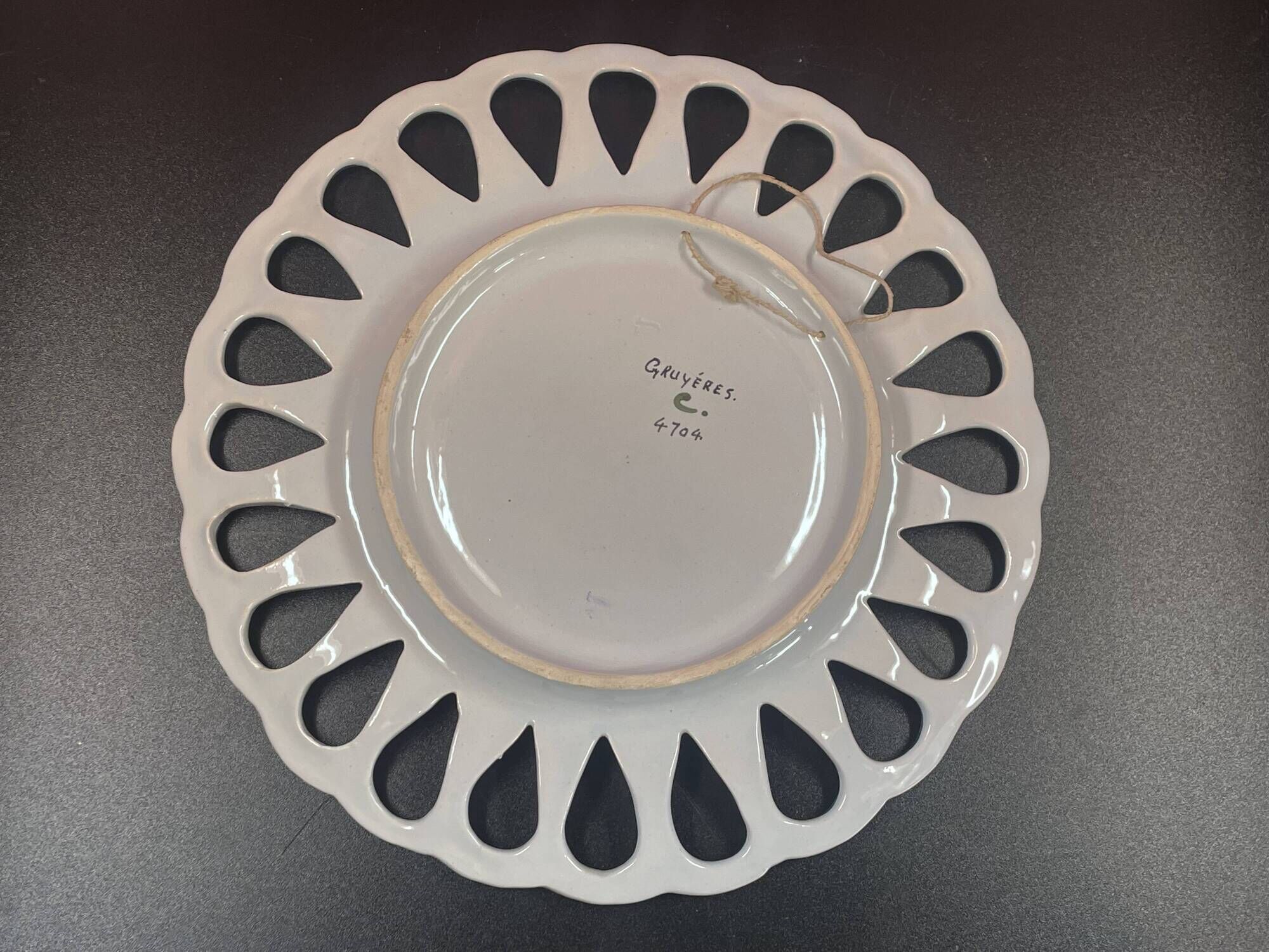 Openwork Dish in Desvres Earthenware, Rouen Cornucopia Flower Decor, 27.5 cm