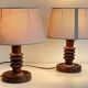 Pair of vintage wooden lamps
