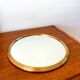 plateau miroir rond en métal doré années 50-60