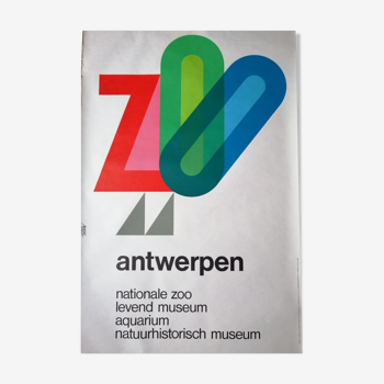 Ancient and original poster of the Antwerp Zoo