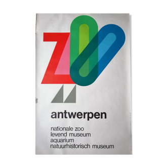 Ancient and original poster of the Antwerp Zoo