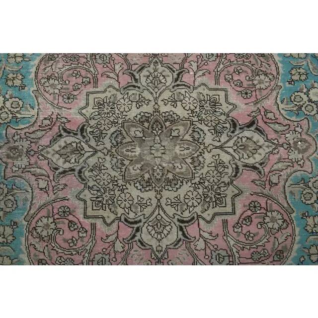 ❤1970s Vintage Persian Handmade Wool Cotton Blue Area Rug❤ 302x376