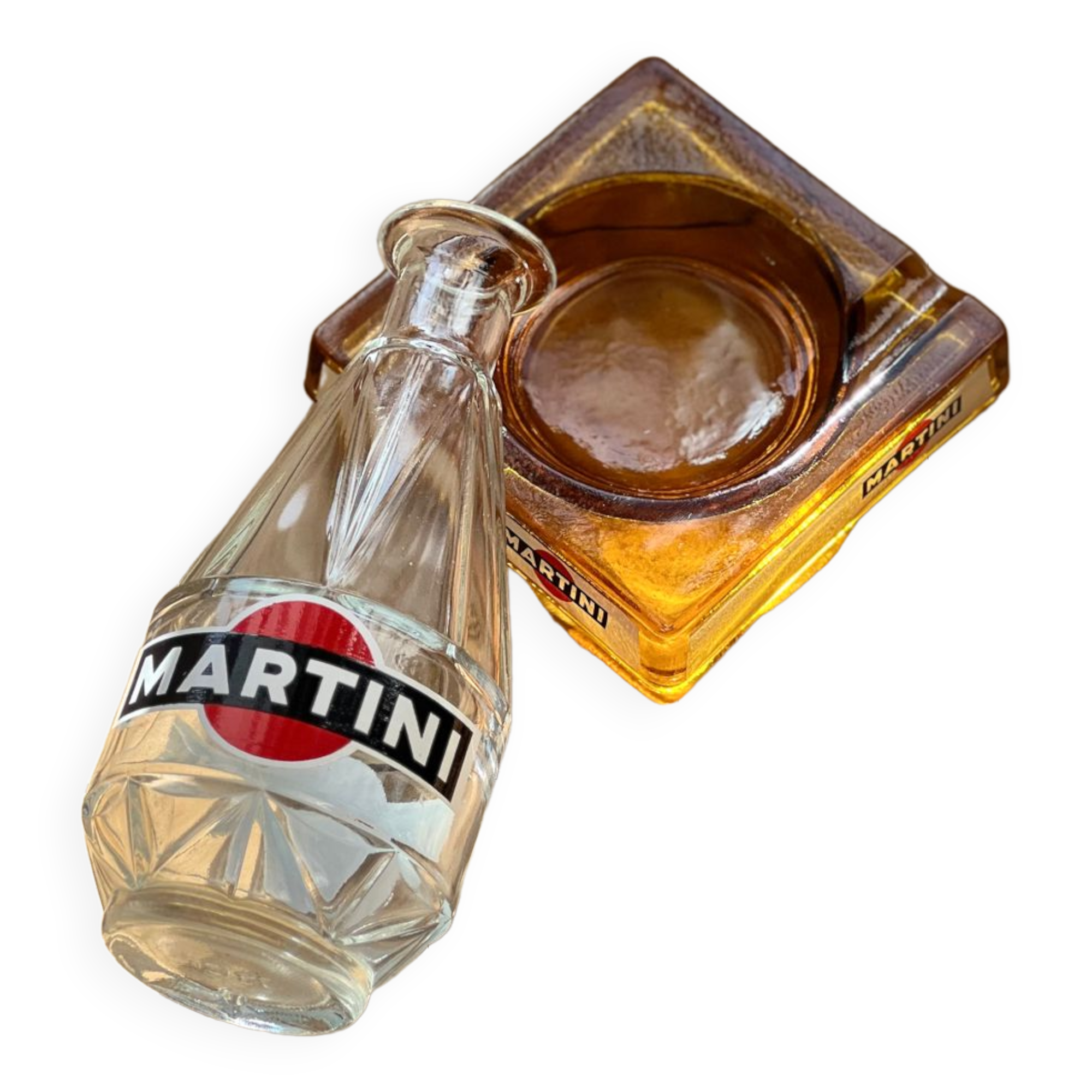 Martini advertising decanter and ashtray