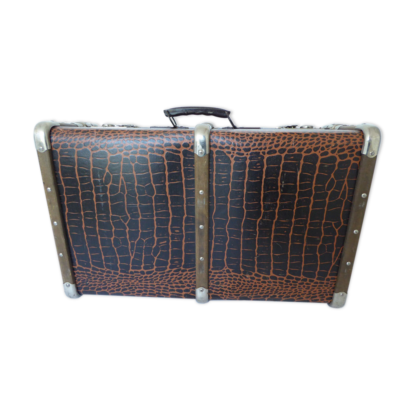 Croco print trunk suitcase
