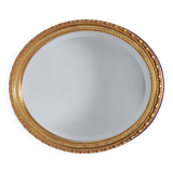 Vintage Wall Hanging Oval Bevelled Mirror with Distressed Gilt Frame