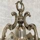 Set of lantern chandelier and double wall light — baroque style, silver metal