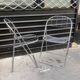 Paire de chaises pliantes en filet "aland" Niels Gammelgaard (?), chrome, 1970