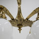 Art nouveau brass and glass chandelier