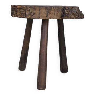 Tabouret tripode en chêne massif 1960