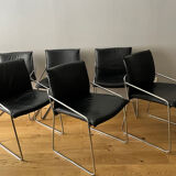 Ensemble de 6 chaises en cuir circa 1970