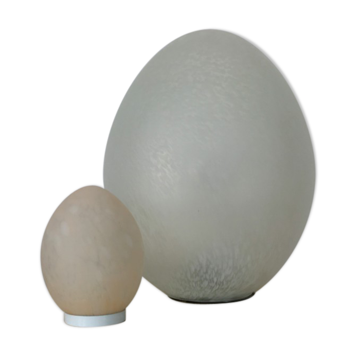 Domec egg lamps, speckled glass from Vianne, 1970s.