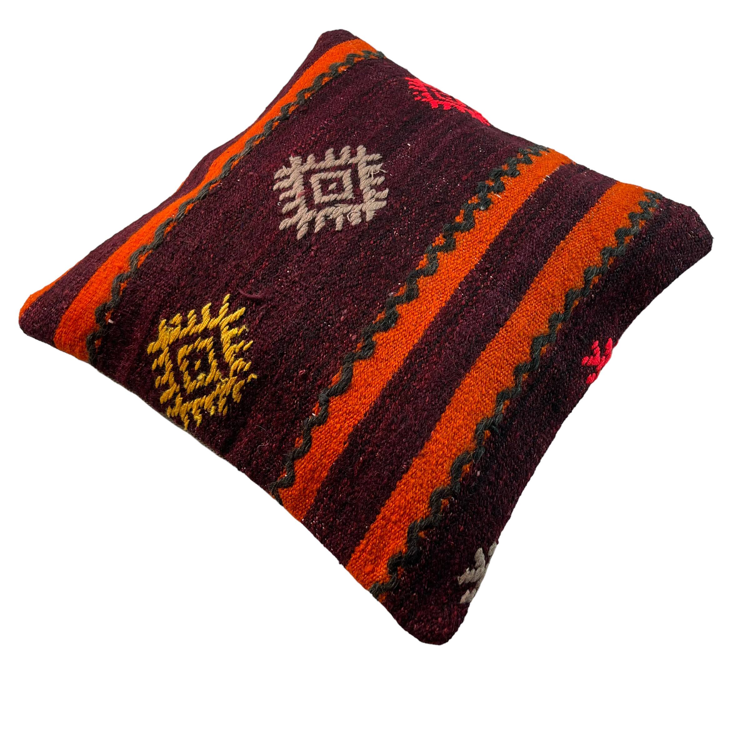 Housse de coussin kilim turc vintage, 40 x 40 cm