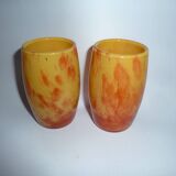 Paire de petits vases pâte de verre signée Daum Nancy France