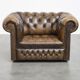 Fauteuil Chesterfield vintage en cuir de vache anglais